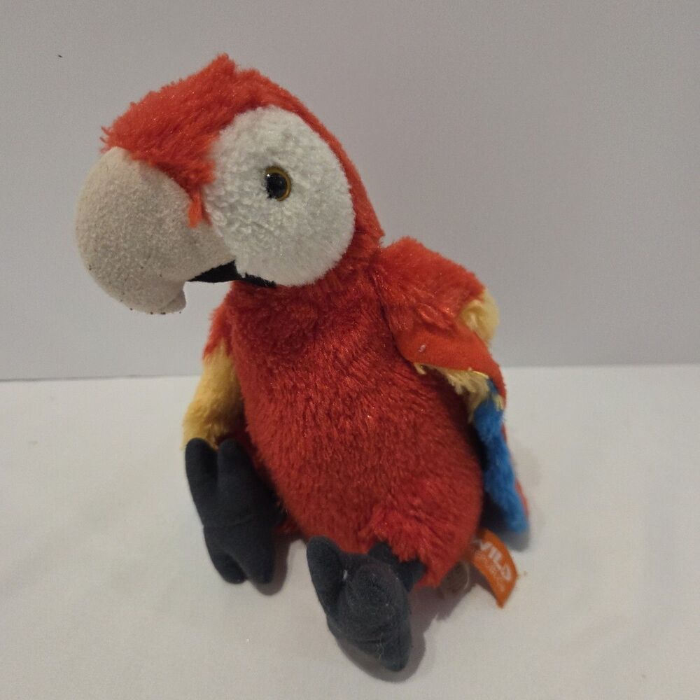 Wild Republic Scarlet Macaw Parrot Plush 10.5” Stuffed Animal Bird Toy